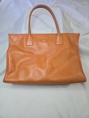 TODS Stylish Cognac Orange Leather Tote Bag